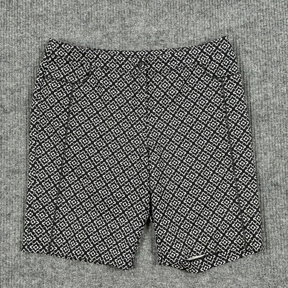 EP Pro Womens Golf Shorts Size 12 Black White Geometric Stretch Performance